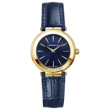 Herbelin NEWPORT SLIMLINE  BLUE DIAL GOLD CASE BLUE STRAP