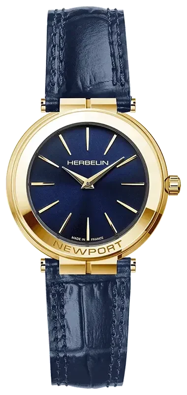Herbelin NEWPORT SLIMLINE  BLUE DIAL GOLD CASE BLUE STRAP