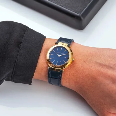 Herbelin NEWPORT SLIMLINE  BLUE DIAL GOLD CASE BLUE STRAP