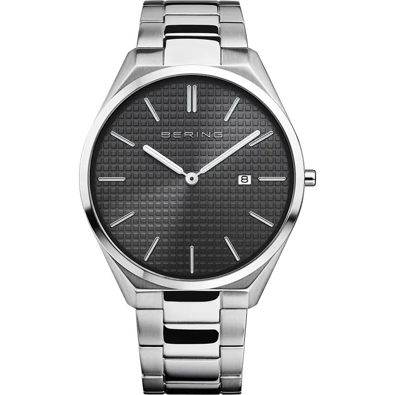 BERING ULTRA SLIM GENT SIZE BLACK DIAL STEEL BRACELET GENT SIZE