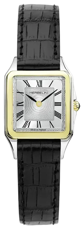 Herbelin LUNA XII SQUARE LEATHER STRAP BICOLOR