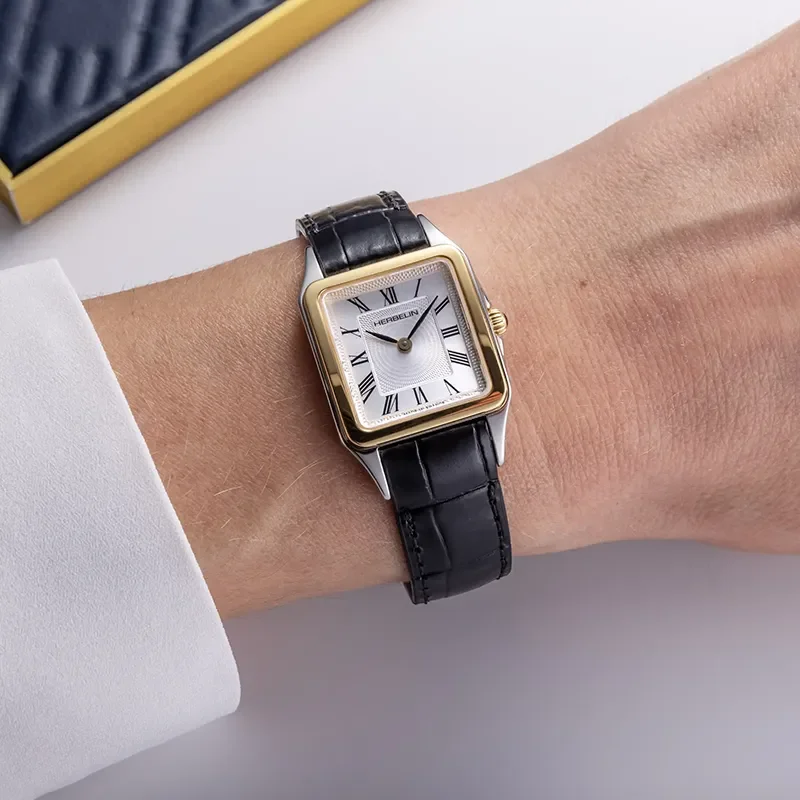 Herbelin LUNA XII SQUARE LEATHER STRAP BICOLOR