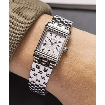 MICHEL HERBELIN DAME RECT.  ACIER/B. POLI