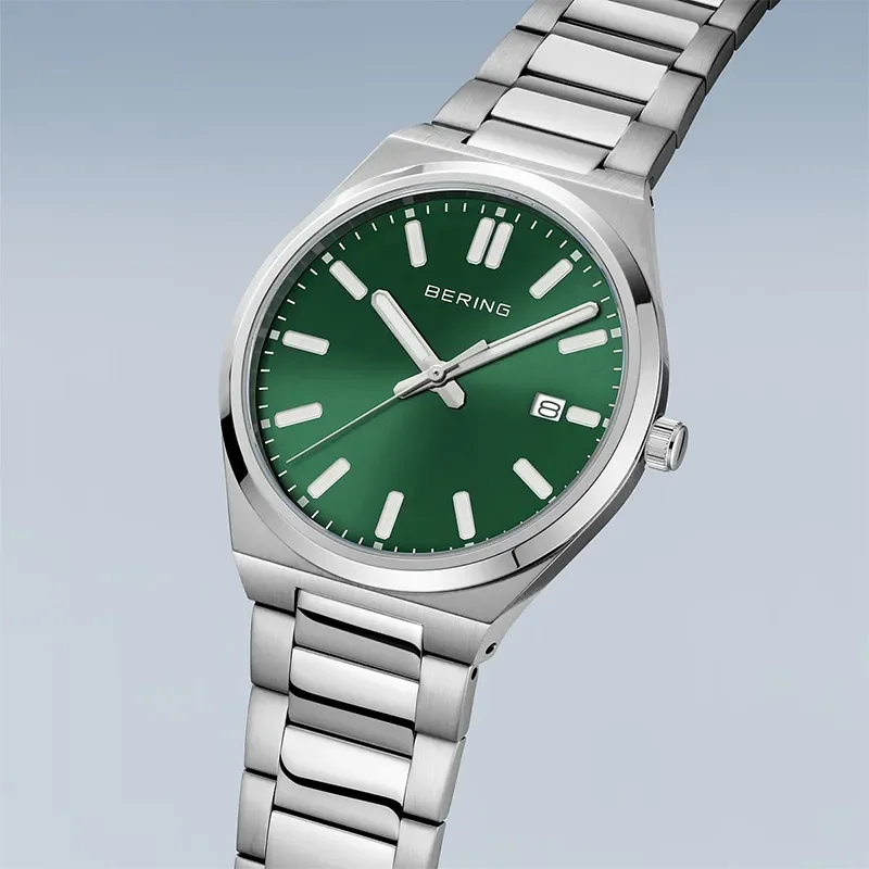 BERING CLASSIC POLISHED STEEL  MEN GRN