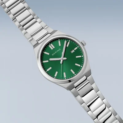 BERING CLASSIC POLISHED STEEL  MEN GRN