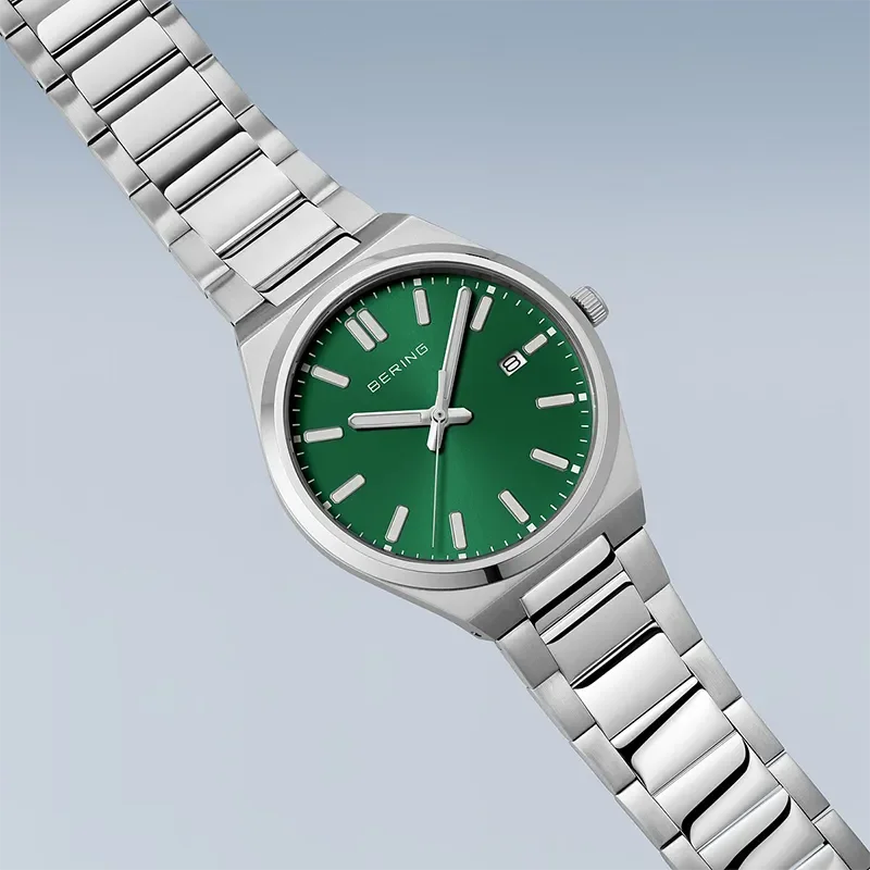 BERING CLASSIC POLISHED STEEL  MEN GRN