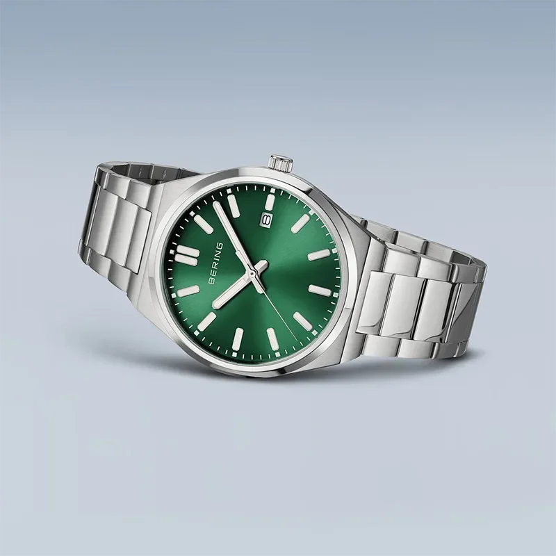 BERING CLASSIC POLISHED STEEL  MEN GRN