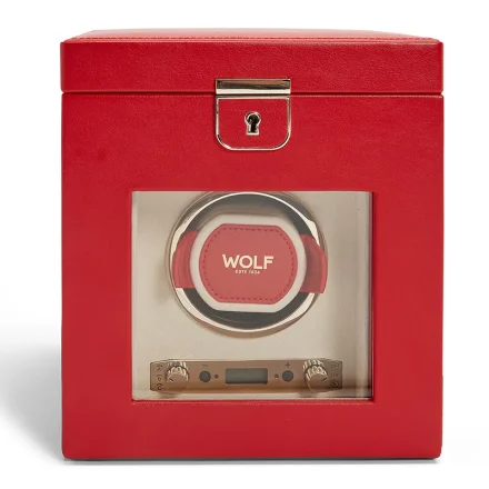 WOLF1834 Palermo Watch Winder med Smyckesförvaring Rödfärgad