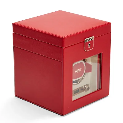 WOLF1834 Palermo Watch Winder med Smyckesförvaring Rödfärgad
