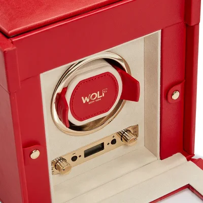 WOLF1834 Palermo Watch Winder med Smyckesförvaring Rödfärgad