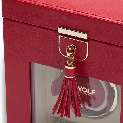 WOLF1834 Palermo Watch Winder med Smyckesförvaring Rödfärgad