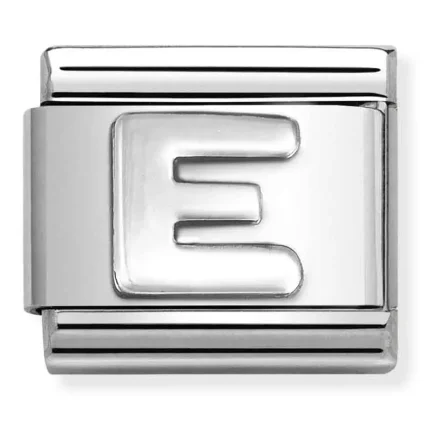 Nomination Composable Classic l&auml;nk, bokstav E, silver