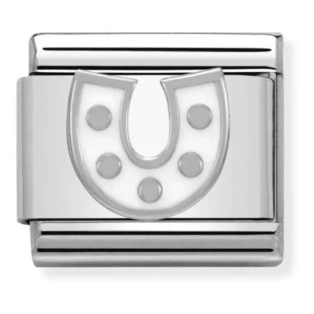 Nomination Composable Classic L&auml;nk H&auml;stsko med vit emalj