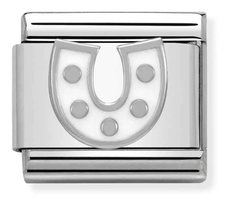 Nomination Composable Classic Länk Hästsko med vit emalj