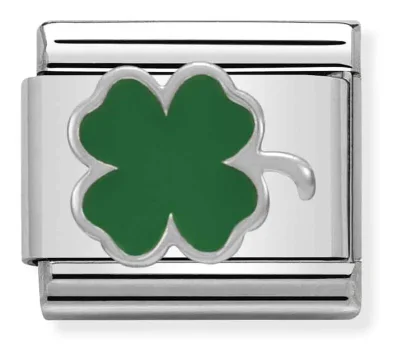Nomination Composable Classic L&auml;nk green Clover i Silver och Emalj