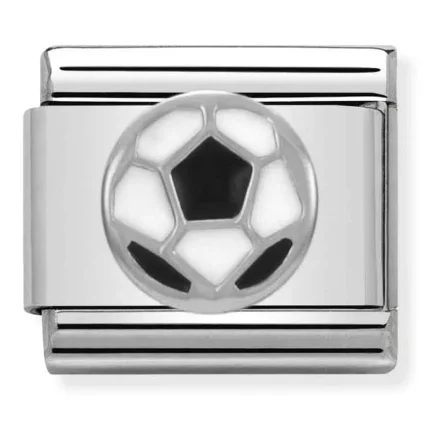 Nomination Composable Classic L&auml;nk Fotboll i Silver och Emalj