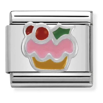 Nomination Composable Classic L&auml;nk Cupcake i Silver och Emalj