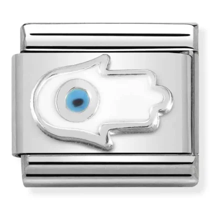 Nomination Composable L&auml;nk, Fatima Hand White, silver