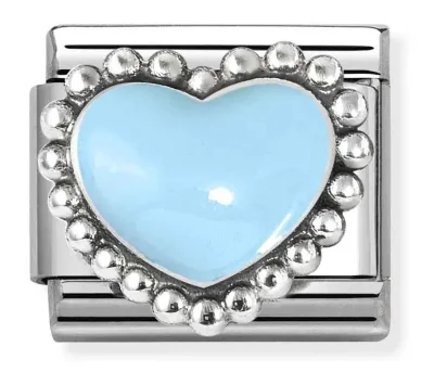 Nomination Composable Classic Länk, Pastel Blue Heart, beaded setting