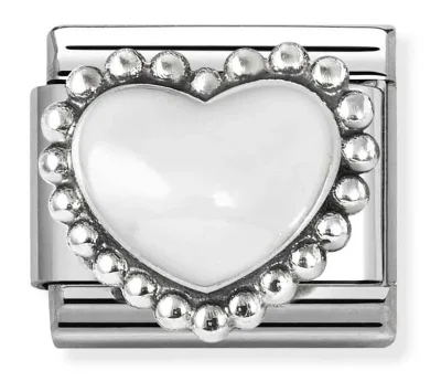 Nomination Composable Classic Länk, White Heart, beaded setting