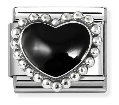Nomination Composable Classic Länk, Black Heart, beaded setting