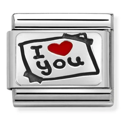 Nomination L&auml;nk Post-It I LOVE YOU, R&ouml;d Hj&auml;rta