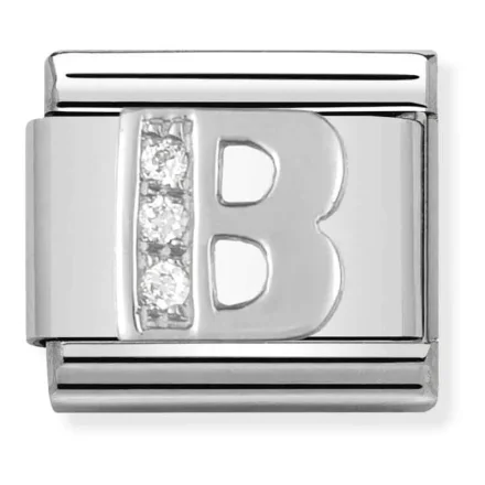 Nomination Composable Classic L&auml;nk Bokstav B i Silver och Stenar