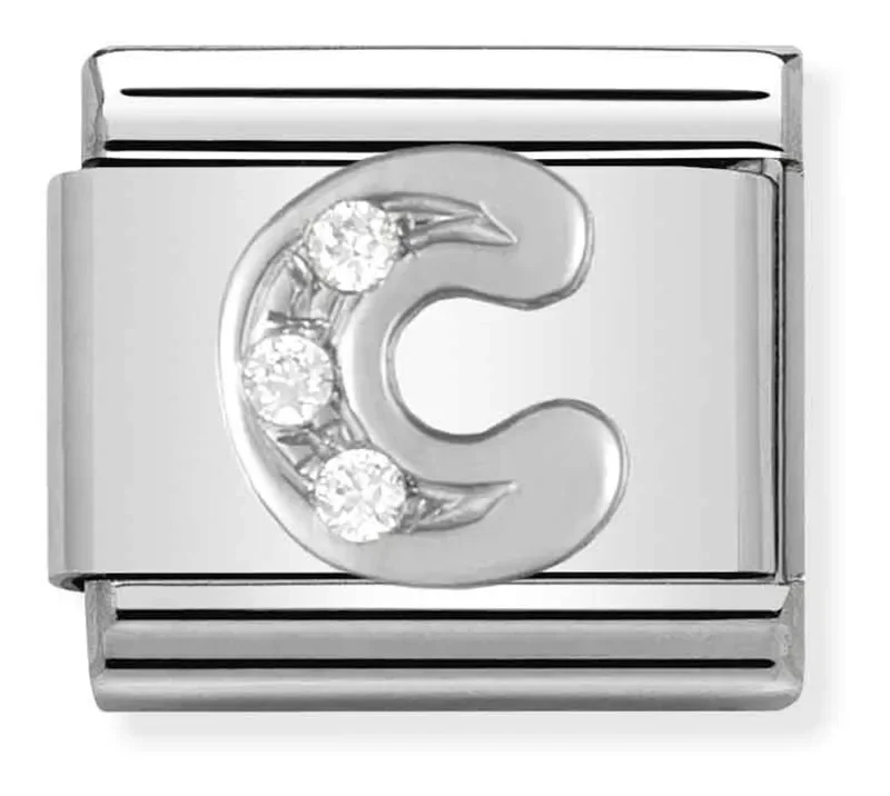 Nomination Composable Classic Länkbokstav C i Silver och Stenar