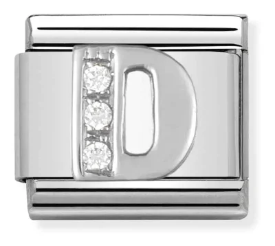 Nomination Composable Classic Länk Letter D i Silver och Stenar