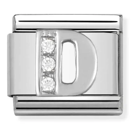 Nomination Composable Classic L&auml;nk Letter D i Silver och Stenar