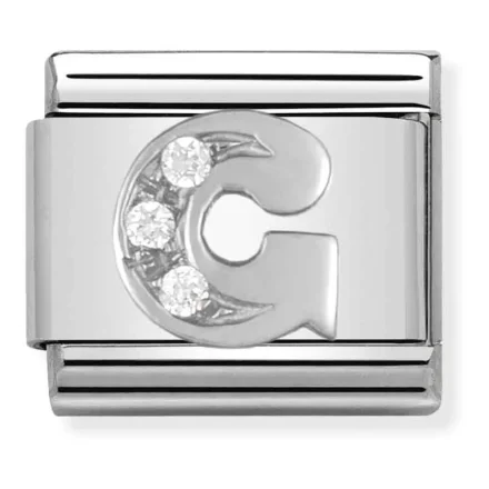 Nomination Composable Classic L&auml;nk Buchstav G i Silver och Zirkonia