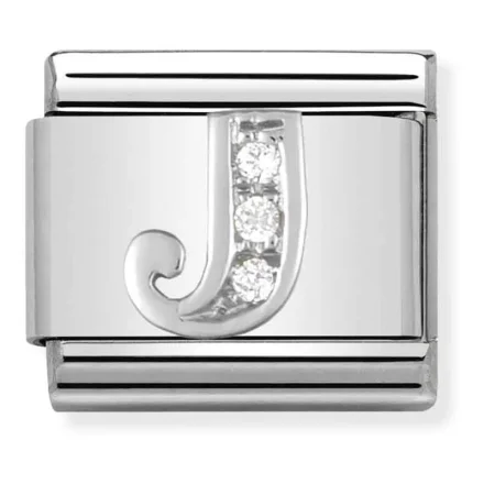 Nomination Composable Classic L&auml;nk Bokstav J i Silver och Zirkonia