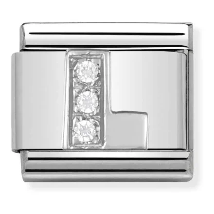 Nomination Composable Classic L&auml;nk Bokstav L i Silver och Stenar