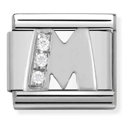 Nomination Composable Classic Länk Bokstav M i Silver och Stenar