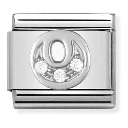 Nomination Composable Classic l&auml;nk bokstav O i silver och stenar