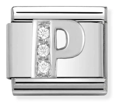 Nomination Composable Classic Länk Bokstav P i Silver och Stenar