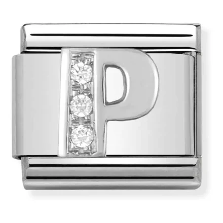 Nomination Composable Classic L&auml;nk Bokstav P i Silver och Stenar