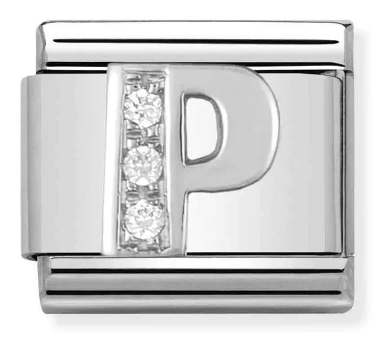 Nomination Composable Classic Länk Bokstav P i Silver och Stenar