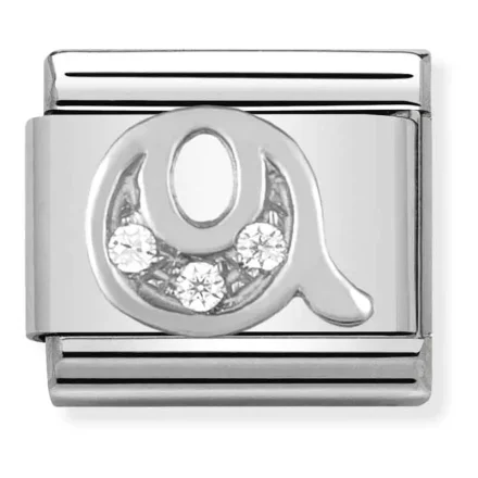 Nomination Composable Classic L&auml;nkberlock Bokstav Q i Silver och Stenar