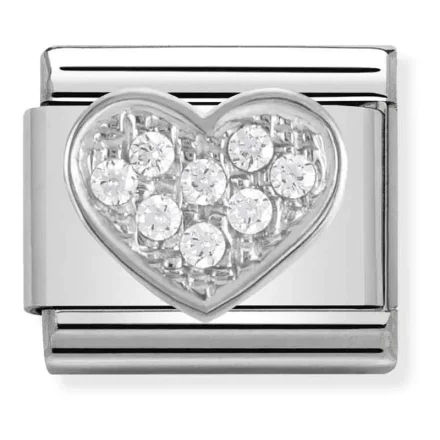 Nomination Composable Classic Länk Hjärta i Silver och Stenar