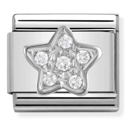 Nomination Composable Classic L&auml;nk Stj&auml;rna i Silver och Stenar