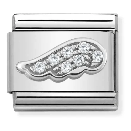 Nomination Composable Classic L&auml;nk vit Vinge i Silver och Stenar