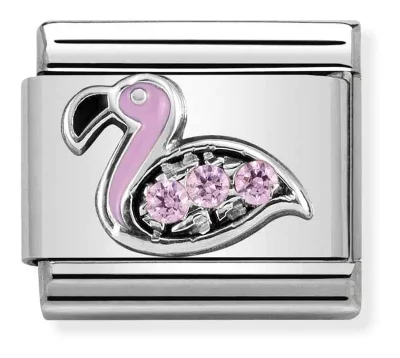 Nomination Composable Classic Flamingo Länk med rosa Zirconia