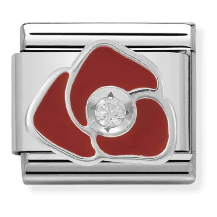 Nomination Composable Classic L&auml;nk R&ouml;d Ros i Emalj och Sten