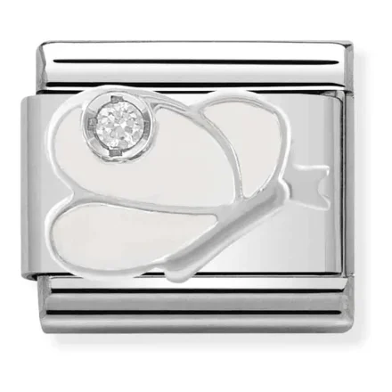 Nomination Composable Classic L&auml;nk vit fj&auml;ril i emalj och sten