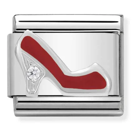 Nomination Composable Classic l&auml;nk r&ouml;d Stiletto i emalj och sten