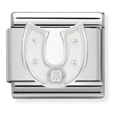 Nomination Composable Classic L&auml;nk vit H&auml;stsko i Emalj och Sten