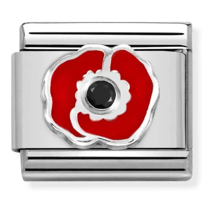 Nomination Composable L&auml;nk, Red Poppy with Black CZ