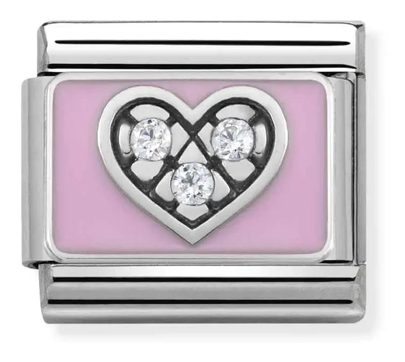 Nomination Composable Classic Länk pink Heart in Silver, Enamel and Stones