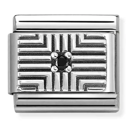 Nomination Composable Classic L&auml;nk, Lines Around Black stone